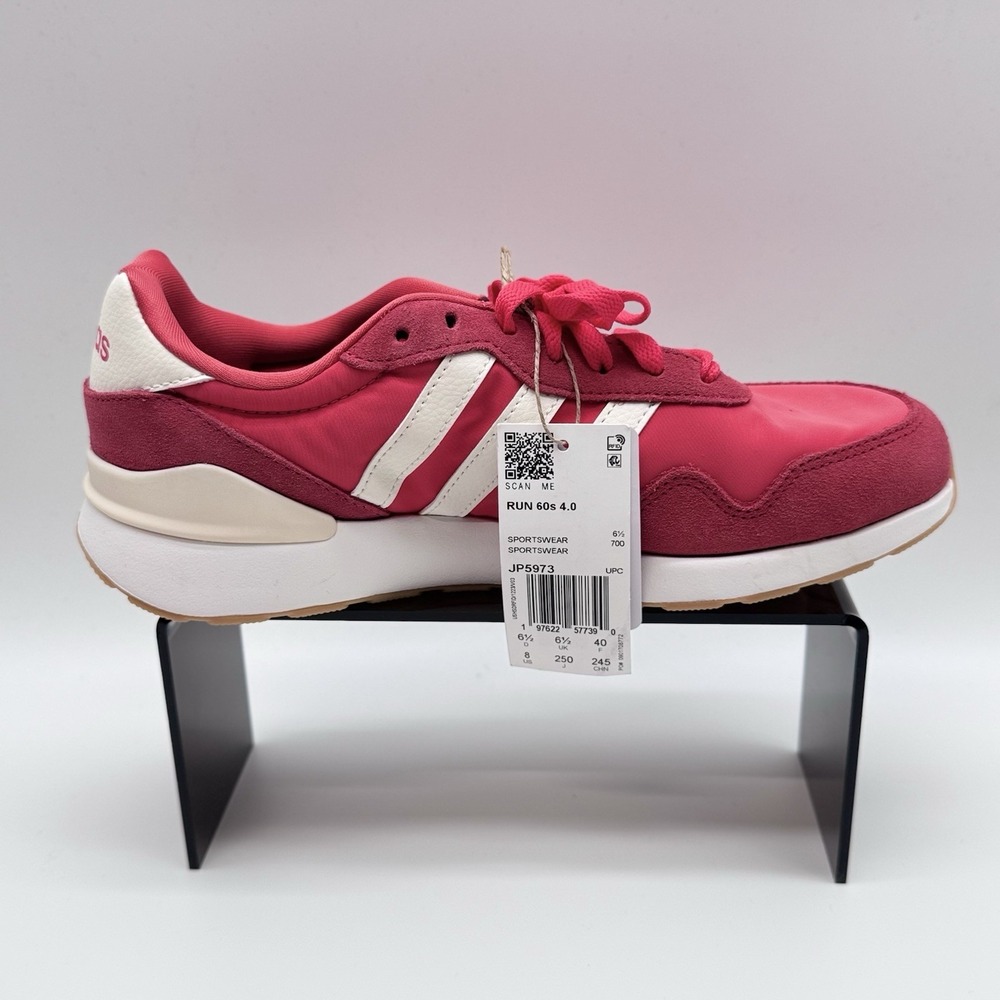 Adidas Run 60's 4.0 Mens 8US Sportswear,Lucid Red/White/Scarlet,Retro Running